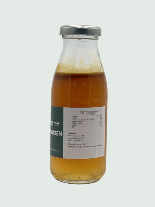 Oksymel z rokitnikiem — etykieta