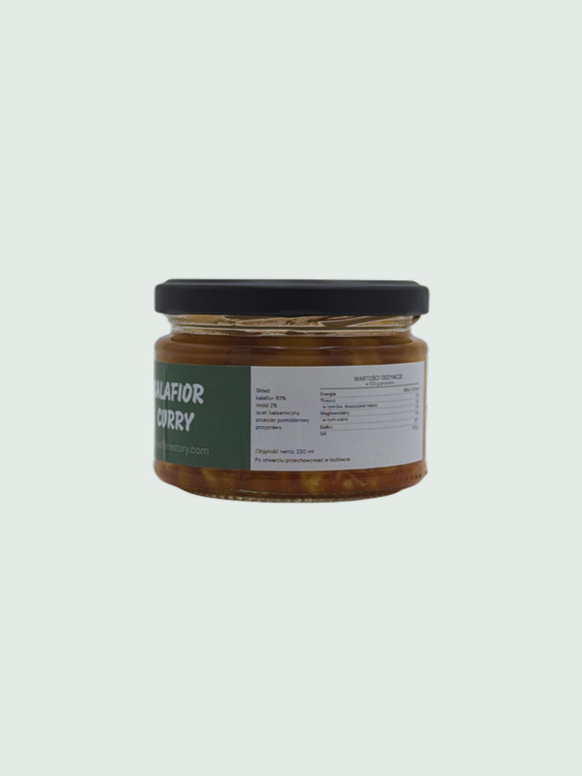 Piklowany kalafior w zalewie pomidorowej z curry — etykieta