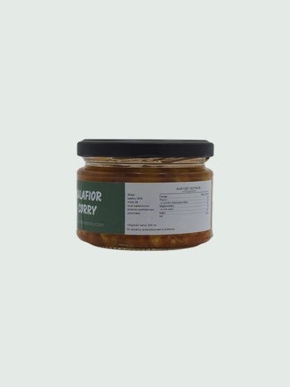 Piklowany kalafior w zalewie pomidorowej z curry — etykieta